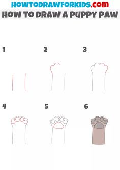 how to draw a puppy paw step by step drawing instructions for kids and beginners