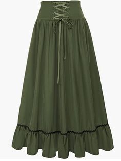 plus size renaissance skirt Plus Size Maxi Skirt, Long Green Skirt, Victorian Skirt, Plus Size Cosplay, Gothic Skirts, High Waist Long Skirt, Victorian Vintage, Long Skirts For Women, Long Skirts