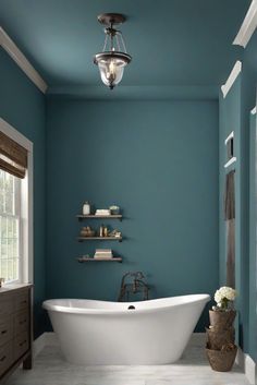 bathroom remodel, luxury bathroom design, bathroom renovation, master bathroom ideas Turquoise Bathroom Paint Colors, Deep Dive Paint Color, Turquoise Bathroom Walls, Sherwin Williams Dark Teal, Dark Turquoise Bathroom, Dark Teal Bathroom Walls, Deep Teal Bathroom, Deep Sea Dive Sherwin Williams, Teal Bathroom Walls