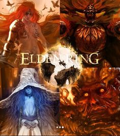 three different pictures with the words edding and an image of a woman in a witches hat