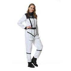 PRICES MAY VARY. 【Material】Astronaut costume is made of 100% Polyester, which is breathable, quick dry and lightweight. You won't have any sense of confinement or stuffiness, supporting you to explore the universe as you please. 【Feature】The spacesuit features a full length body jumpsuit with a front zipper and long sleeved knitted cuffs. Padded stand neck collar look formal and realistic. 【Detail】Elastic waistband is designed for a better fit. And there are two parachute buckles straps on the c Suit Costume Halloween, Space Suit Costume, Astronaut Halloween, White Uniform, Astronaut Costume, Colorful House, Hazmat Suit, Suit Costume, Stand Neck