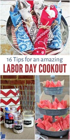 labor day cookout with watermelon and other items