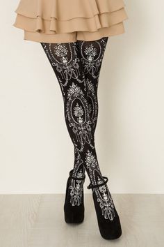 Net Tights, Retro Chandelier, Japan Woman, White Damask, Patterned Tights, Grunge Look, Fashion Tights