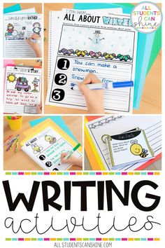 writing activities for kids with the text all about winter