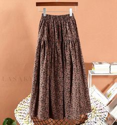 Lasaky - Stylish Winter Floral Midi Skirt with Patchwork, Flared Hem, and Print Design Patchwork Maxi Skirt, Maxi Skirt Winter, Umbrella Skirt, Winter Floral, Cascading Ruffles, Floral Patchwork, Dress Stretch, Patchwork Skirt, Half Skirt