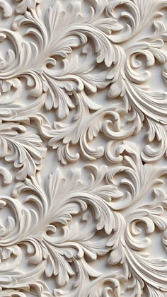 an intricately designed wallpaper with white paint