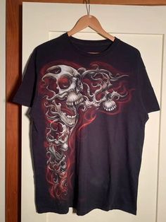 Dark Era, Sinful Clothing, Affliction Shirt, 2000s Clothing, Black Y2k, Red Skull, Skull Shirt, Black Skull