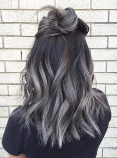 Grey Ombre Hair, Gray Balayage, Ombre Hair Color, Short Hairstyle, Winter Hairstyles, Grey Hair, Ombre Hair, Balayage Hair, Dark Hair