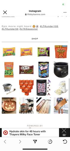 the instagram page on instagram com shows an image of pumpkins and candy