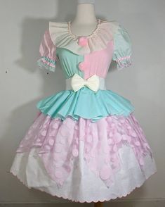 Pastel Clown, Clown Dress, Mint Pastel, Clown Clothes, Kei Fashion, Cute Clown, Clown Costume, Dress Halloween Costume, Cosplay Dress