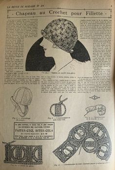 an old book with pictures of women's hats and other items on it,