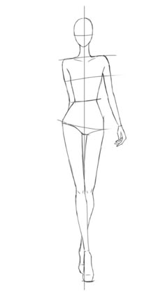 a line drawing of a woman's body and legs, from the front view