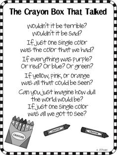 the crayon box that talked is shown in black and white checkered paper