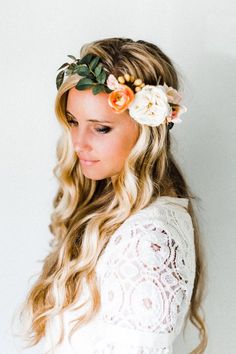 Flower Crown Display, Crown Display, Silk Flower Crown, Rose Flower Crown, Tropical Wedding Flowers, Bride Floral, Flowers In Her Hair, Beautiful Wedding Flowers, Bridal Flower Crown