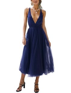 Navy Blue Criss Cross V Neck Mesh Lined Party Dress Blue Maxi Dress For Party During Prom Season, Summer V-neck Evening Dress For Dinner, Royal Blue Backless Dress For Night Out, Blue V-neck Maxi Dress For Party, Chic Blue Summer Evening Dress, Chic Royal Blue Prom Dress, Chic Royal Blue Maxi Dress For Party, Elegant Royal Blue Maxi Dress For Summer, Chic Blue Maxi Dress For Party