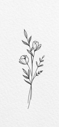 a black and white drawing of some flowers