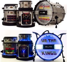 the drums are all lit up and ready to be played in this video game,