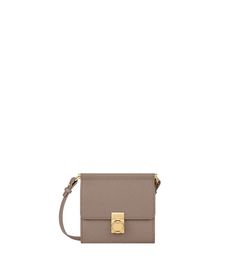 Polène | Wallet - Numéro Sept Crossbody - Textured Taupe Zip Purse, Snap Fasteners, Crossbody Wallet, Taupe Color, Crossbody Purse, High Quality Leather, Calf Leather, Zipper Pocket, Adjustable Straps