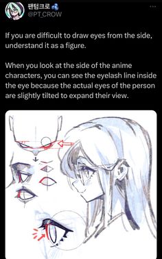 an anime character's face with the caption, if you are difficult to draw eyes from the side, understand it as a figure