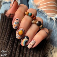 Short Unique Nails, Nail Design Colorful, All Nail Shapes, Colorful Manicure, Cute Easy Nail Designs, Almond Stiletto, Horror Nails, Hard Gel Nails