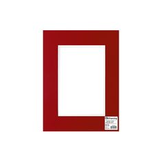 a red square frame on a white background with a tag hanging from the bottom right corner