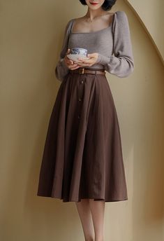 Brown Umbrella, Academia Outfits, Academia Style, Umbrella Skirt, Academia Fashion, Mode Inspo, Maxi Skirts, Mode Vintage, Looks Vintage