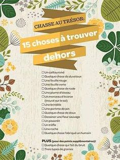 a poster with the words 15 choses a trouver deborrs on it