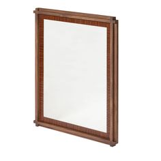 a wooden framed mirror on a white background with clippings to the bottom half