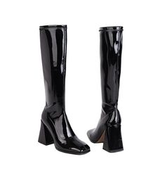 Type: Knee-High BootsGender: FemaleSeason: Demi-seasonStyle: Casual;Business;Cocktail;Evening;WeddingUpper Material: Faux leatherInner Material: TextilesSole Material: RubberHeel Type: Thick heelCasual Footwear Features: Closed noseClosure Type: Without claspMain Pattern: plainToe: SquareHeel Height: approx. 10cmPlatform Height: approx. 0.5cmShaft Height: approx. 46cmCircumference: approx. 33cm(The measured data is Manufacturer's Size 36)Package Contents: 1 x Shoes (Pair)Please see our size guid Fitted Boots With Round Toe For Night Out, Fitted Round Toe Boots For Night Out, Black Platform Boots For Winter Party, Retro Fitted High Heel Platform Boots, Party Knee-high Platform Boots, Fitted Round Toe Heeled Boots For Night Out, Fitted Knee-high Boots For Party, Fitted Full Length Platform Boots For Fall, Winter Party Heeled Knee-high Boots