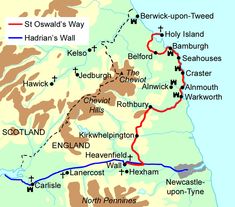 a map of scotland showing the roads and towns in different directions, with names on each side