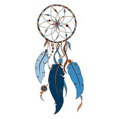 a drawing of a dream catcher with feathers and beads on white background stock photo - 789