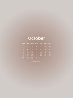 a calendar with the word october on it