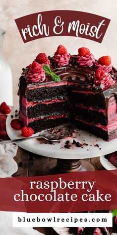 Chocolate Raspberry Cake has rich chocolate cake layers frosted with a Raspberry Cream Cheese Frosting, filled with raspberry preserves, and finished with a luscious chocolate ganache drip. This cake is ultra moist and packed with raspberry and chocolate flavor. It’s the perfect cake for any celebration!