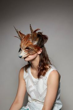 Fox Masquerade Mask, Festival Headdress, Raven Mask, Fox Costume, Wolf Mask, Animal Mask, Carnival Mask, Fox Mask, Woodland Deer