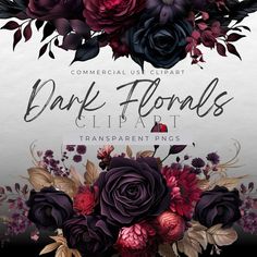 the dark flowers clipart transparent background is perfect for photoshopping and digital painting