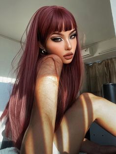 Maroon Hair, Wine Red Hair, Wine Hair, Red Hair Inspo, Straight Hair Extensions, Trending Pins