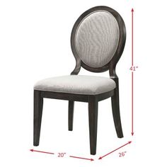 an image of a chair with measurements for the seat and back side upholstered