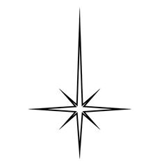 a black and white image of a star with one point in the middle, on a white background