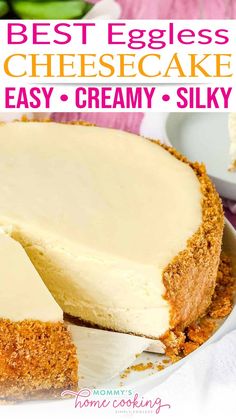 the best eggless cheesecake is made with easy cream and silky crumbs