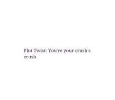 the words plot twist you're your crush's crush on a white background