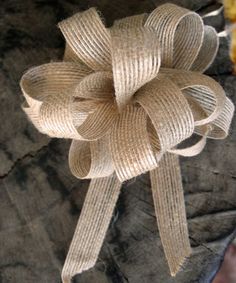 a close up of a bow on a piece of wood