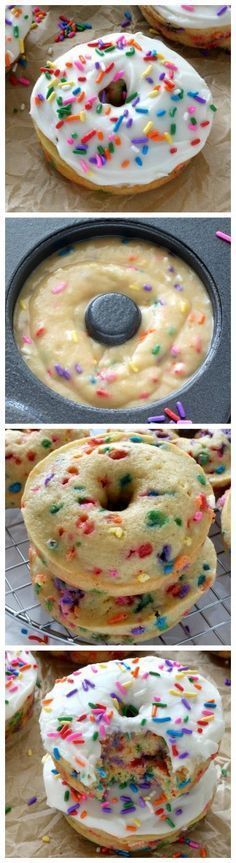 sprinkle covered donuts are cooling in the oven and ready to be baked