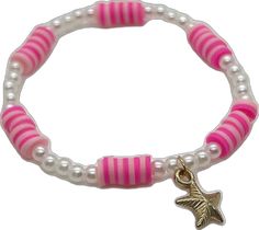 Pink Star-shaped Friendship Bracelets, Playful Pink Tiny Beads Bracelet, Playful Pink Bracelets With Tiny Beads, Playful Pink Beaded Bracelet With Tiny Beads, Playful Pink Beaded Bracelets With Tiny Beads, Cute Pink Star-shaped Bracelets, Cute Pink Pearl Charm Jewelry, Pink Star-shaped Friendship Jewelry, Pink Star-shaped Jewelry For Friendship