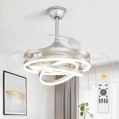 a modern ceiling light in a living room