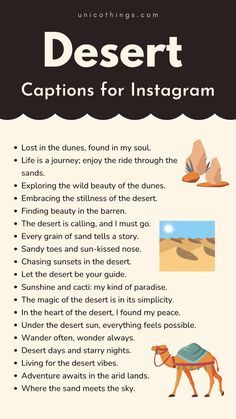 desert captions for instagrams with pictures and text on the bottom right hand corner