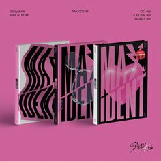 an album cover with pink and black stripes