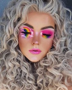 Expressive Makeup, Fantasy Make-up, Artsy Makeup, Make Up Designs, Drag Make-up, Pride Makeup, Face Art Makeup, Rave Makeup, Colorful Eye Makeup