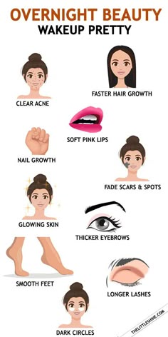 Overnight Beauty Tips, Hair Overnight, Bedtime Routines, Overnight Beauty, Beauty Tips For Glowing Skin, Fast Hairstyles, Hair Growth Faster, Beauty Remedies