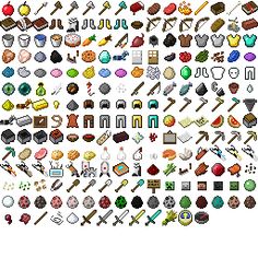 a large collection of different items in the form of a pixel art style, including letters and numbers