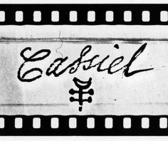 an old black and white film strip with the word basilel written in cursive writing